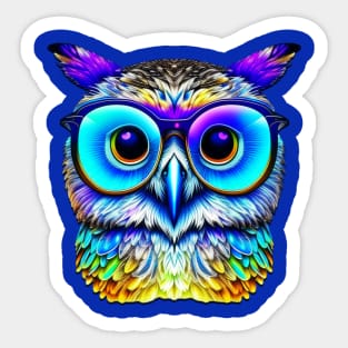 Colorful Owl With Funky Glasses Sticker